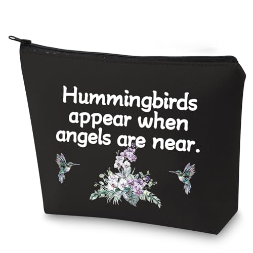 G2TUP Hummingbird Lover Cosmetic Bag Memorial Gift Sympathy Organizer Pouch Hummingbirds Appear When Angels Are Near (Hummingbird black)