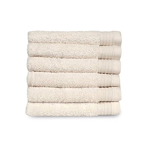 TowelSelections Organic Cotton Luxury Towels, Soft Absorbent 100% Organic Turkish Cotton, Ivory, 6 Washcloths