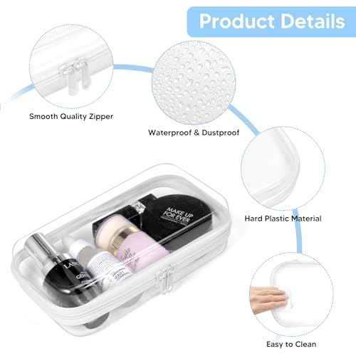 BOBOKA 3PCS Clear Hard Shell Zipper Case for Storage, Portable Waterproof Cosmetic Bag with Zipper, Plastic Clear Pencil Case, Toiletry Pouch, Travel Organizer, Toy Storage Bins