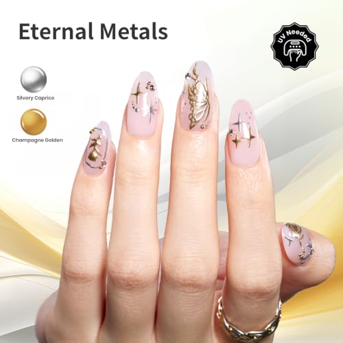 Beetles Metallic Chrome Gel Nail Polish Liner Set with Built-in Brush