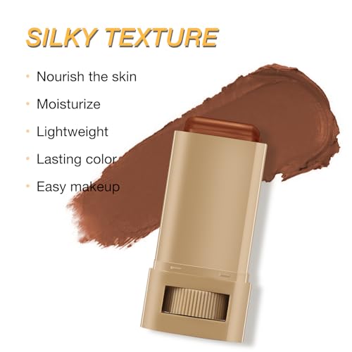 GEUUFEA Matte Foundation Stick Brown #02, Full Coverage Waterproof Contour, Long Lasting Moisturizing, 0.35 oz