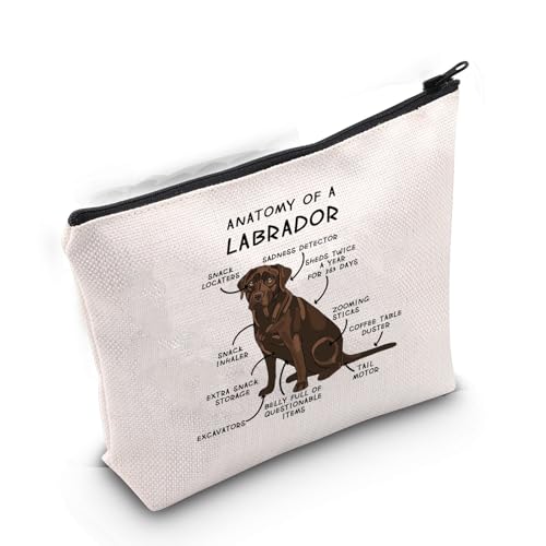 Gzrlyf Chocolate Labrador Retriever Makeup Bag Lab Dog Mom Gift Labrador Retriever Owner Lover Cosmetic Bag (ANATOMY OF A LABRADOR)