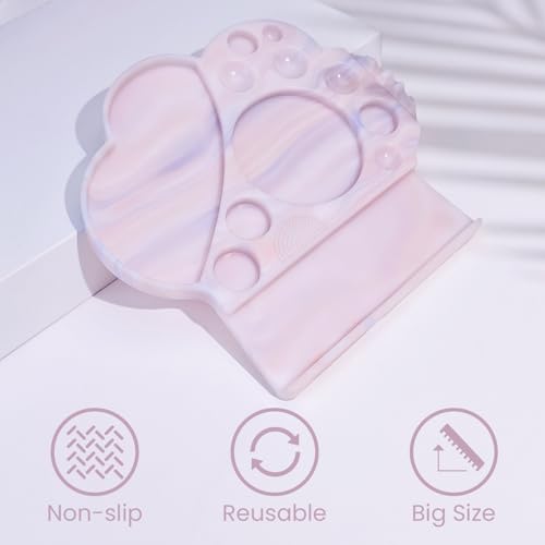 Libeauty Extra Large Lash Lift Palette for Lotion Storage & Mixing, Silicone Tray for Professional Salon, Non-Slip Cat Paw Design, Misty Pink