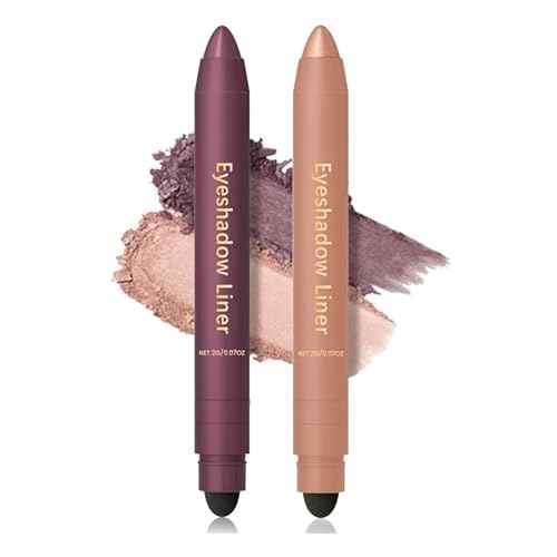 Shadow Liner 2 in 1 Eyeliner Eyeshadow, 2-in-1 Eyeliner & Shadow, shadow Liner Duo Plum, Waterproof Eye Shadow Crayon, Smooth, Easy to Color (Purple + champagne gold