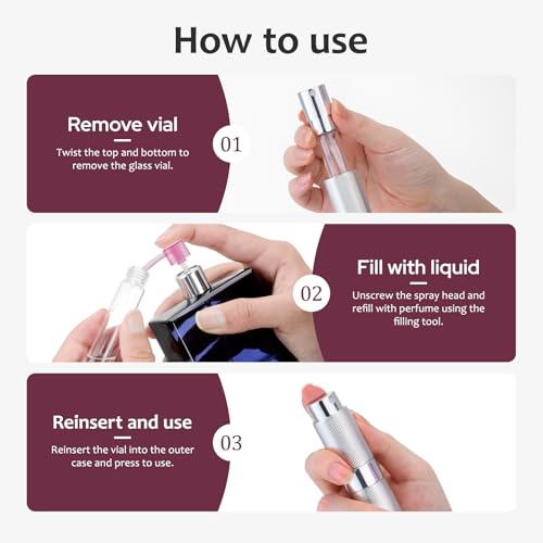 LISAPACK 8ML Refillable Perfume Atomizer Travel Spray Bottle