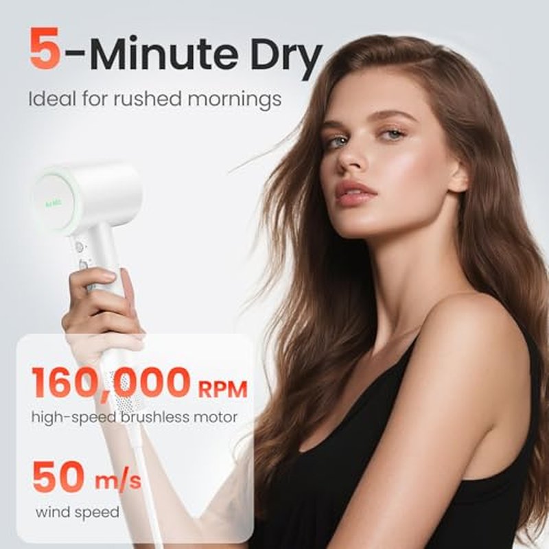 AirJetz High-Speed Ionic Hair Dryer with Diffuser - 160,000 RPM