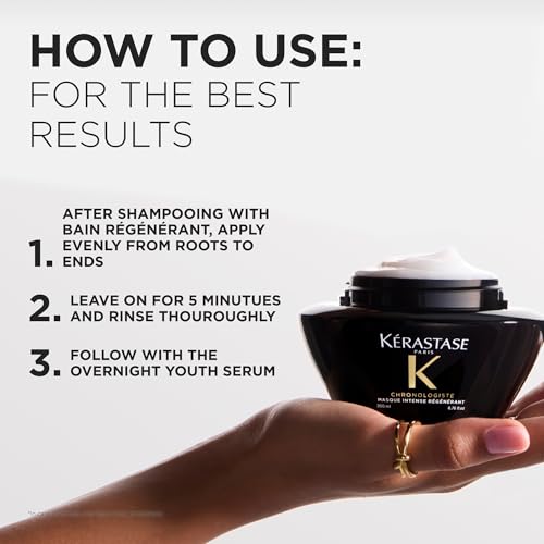 K?RASTASE Chronologiste Masque Intense R?g?n?rant - Revitalizing Youth Mask For Hair Weakened by Signs of Aging, Hydrating, Smoothing & Detangling, Infused with Hyaluronic Acid & Abyssine, 6.76 Fl Oz
