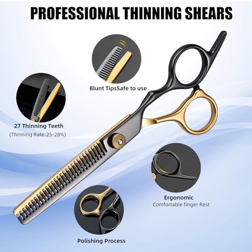 13-Piece Professional Hair Cutting Scissors Kit, Stainless Steel