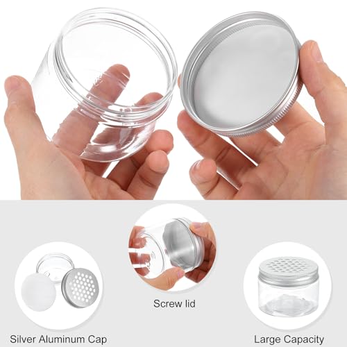 HARFINGTON 12 Pcs Empty Scent Beads Storage Container 4oz/120ml Air Freshener Tins Round Refillable Spice Containers Plastic Jars Sample for Travel Storage