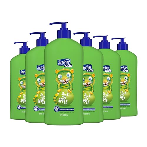 Suave Kids 3-in-1 Shampoo, Conditioner & Body Wash, Silly Apple 18 oz (6 Pack)