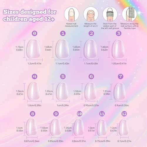 Kids Press On Nails - 260Pc Almond Soft Gel Tips