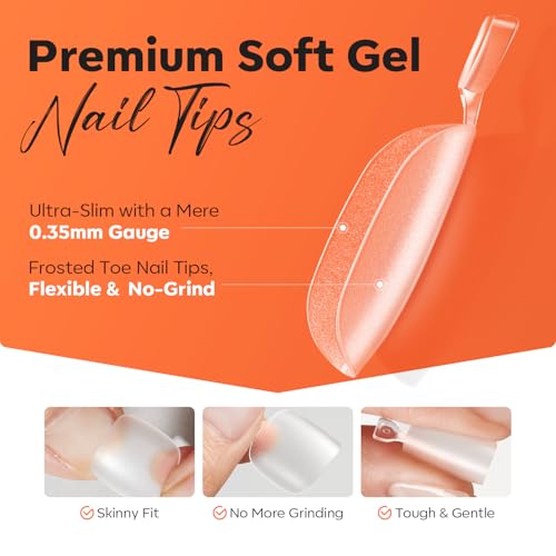 Modelones Toe Nail Tips Short Square Soft Gel Squoval Fake Press Ons