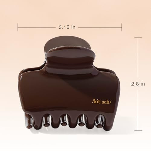 Kitsch Recycled Plastic Puffy Claw Clip - 3.15 Inch Hair Clip, Chocolate