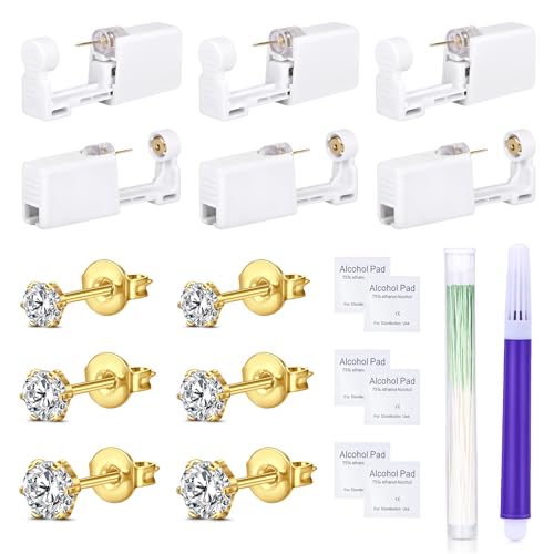 14PCS Ear Piercing Kit with Gun & Hypoallergenic CZ Studs
