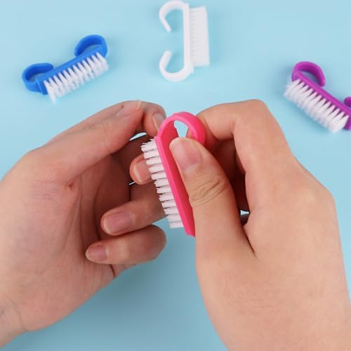 Travel Nail Brush Set - 4 Colorful Hand Scrub Brushes for Fingernail Cleaning