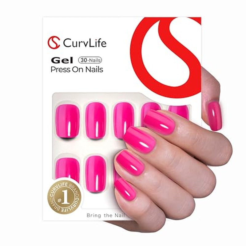 CurvLife Press On Nails Short Square Soft Gel French Tips
