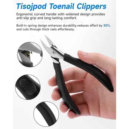 Nail Clippers,Toenail Clipper for Ingrown or Thick Toe Nails,Fingernail Clipper for Men Women Seniors with Stainless Steel Straight Blade Soft Handle Nail Cutter Black