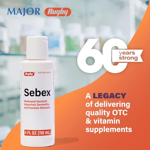 Rugby Sebex Medicated Dandruff Shampoo for Women and Men - 2% Sulfur and 2% Salicylic Acid Anti-Dandruff Shampoo - Helps With Symptoms of Seborrheic Dermatitis and Psoriasis - 4 Oz. (10 Pack)