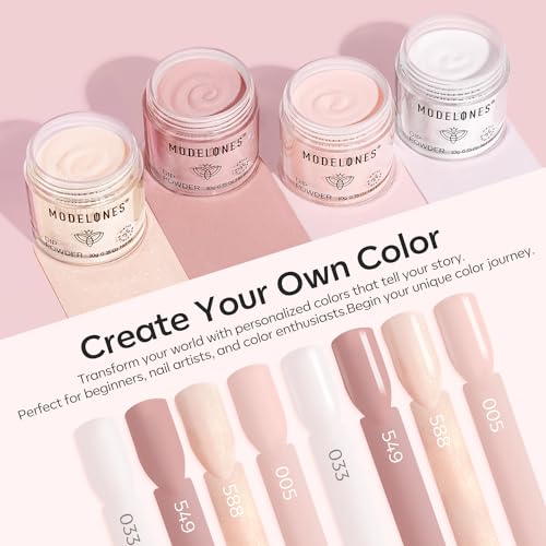 Modelones Dip Powder Nail Starter Kit, 4 Nude Colors 19 Pcs Manicure Set