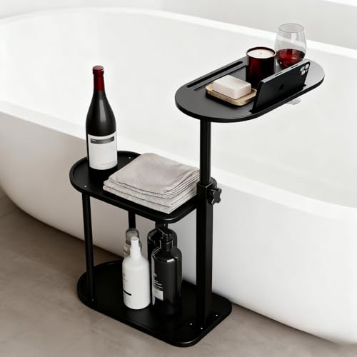 Bamboo Bath Tray with Swivel Top & 3-Layer Storage