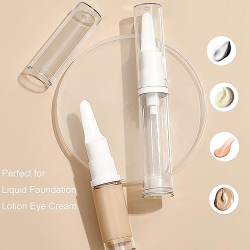 Qeuly 6 Pack Airless Pump Jars Travel Foundation Container, Travel Size Eye Cream Dispenser Empty Refillable Cosmetic Pump Bottles for Lotion Skincare Serum 5ml