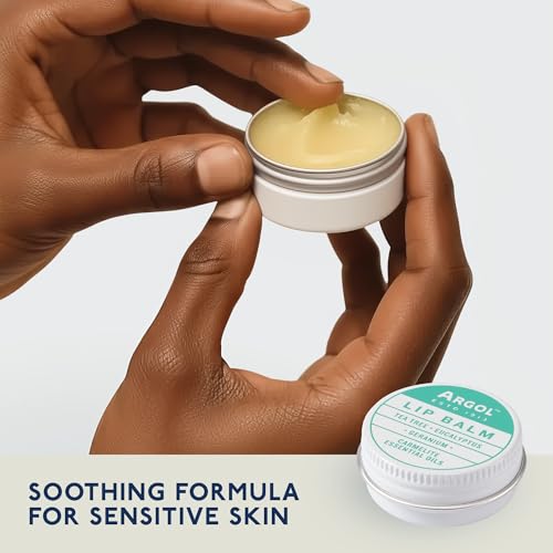 Lip Balm Hydrating - Nourishing Essential Oil Blend with Tea Tree, Eucalyptus, and Geranium - Protects, and Heals Dry, Chapped Lips - Soothing Formula for Sensitive Skin - 0.15 oz