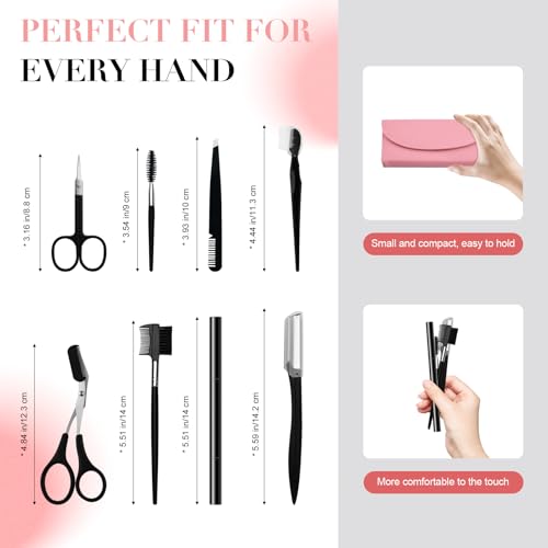 8-Piece Eyebrow Grooming Kit with Tweezers & Scissors
