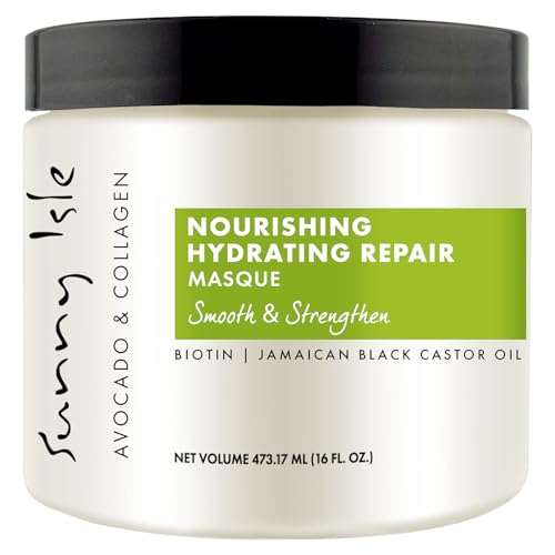 Sunny Isle Avocado & Collagen Hair Masque - Nourishing, Hydrating, Jamaican Black Castor Oil - 16oz