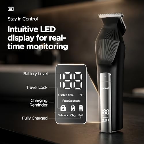 Yineel HC600 Cordless Beard Trimmer for Men, 6-in-1 Grooming Kit