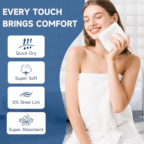 TEAWOO Coral Velvet Washcloths 12 Pack - Super Absorbent