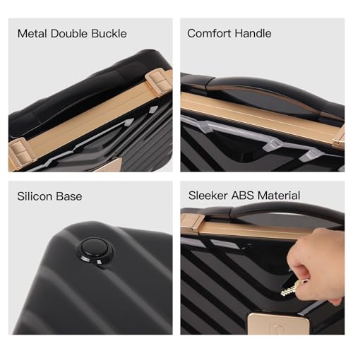 BEAUTY CASE Makeup Case with 4K LED Mirror, 12 Inch Shockproof ABS Hard Shell Cosmetic Organizer Bag, Portable Travel Vanity Box with Aluminum Frame, Snap Buckle, Gift for Women Girls, Black