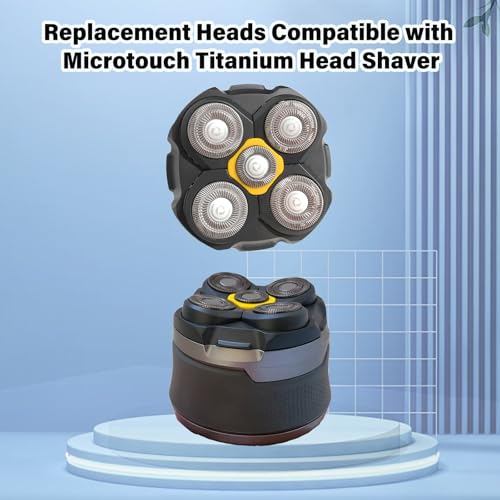 Replacement Heads Compatible with Microtouch Titanium Electric Head Shaver, Titanium Razor Replacement Blades for Micro Touch Head Shaver, Hypoallergenic Hair Clippers Blades for Bald Men - 3 Pcs