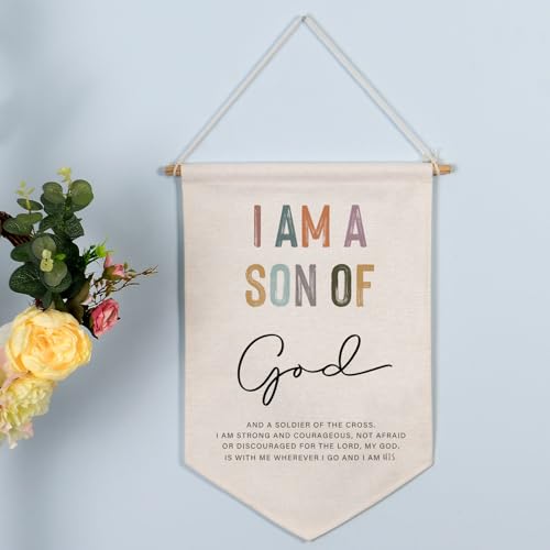 I Am A Son Of The King, Linen Flag For Nursery, Wall Art Linen Banner, Wall Hanging, Kids Room Deco, Boys Room Decor, Nursery Wall Decor, to Son, Boys Bedroom Banner, Nursery Wall Hanging