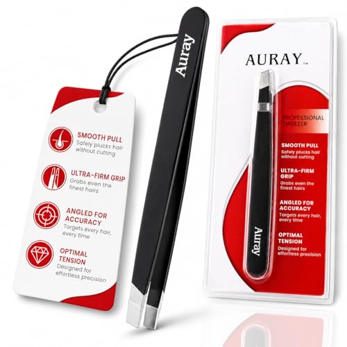 Eyebrow Tweezers Stainless Steel Slanted Tip Facial Hair Removal Tweezers - Black - Variation 1