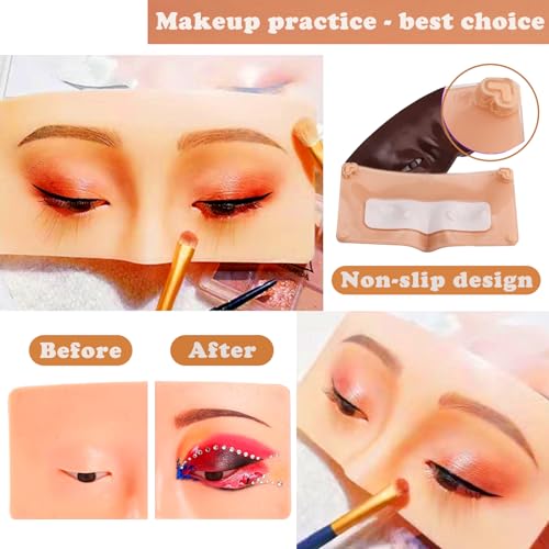 Silicone Makeup Practice Face with Brushes & Gems