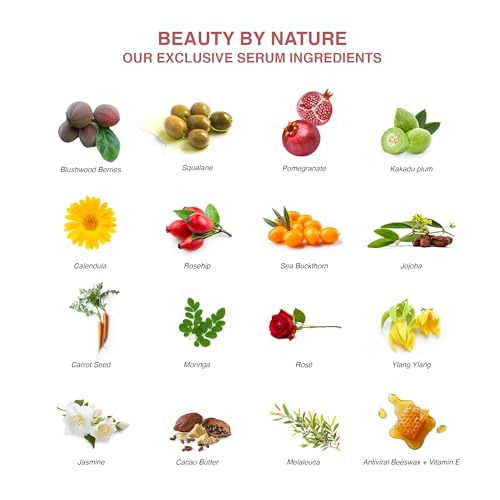 Blushwood Beauty Botanical Facial Serum, Blushwood Berry (EBC-46) + Kakadu Plum Vitamin C, Antioxidant Hydrating Face Serum for Dewy Glow, All Skin Types, 1FL OZ (30 ML)
