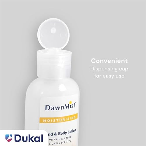 DawnMist Dukal Hand and Body Lotion with Dispensing Cap, 2 oz. ? Pack of 5 Travel-Sized Moisturizing Bottles for Soft, Hydrated Skin