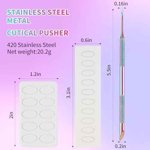 Pre-Treatment Cuticle Pusher, ASTONFOG Dual Ended Cuticle Remover Russian Prep Nail Pushers 100/180 Grit Sandpaper Sheets for Fingernails Toenails Manicure Pedicure Nail Art Care Tools