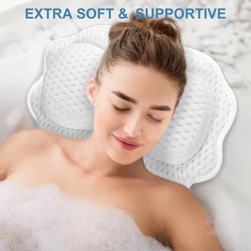 SetSail Bath Pillow - Ergonomic Neck & Back Support, 6 Suction Cups