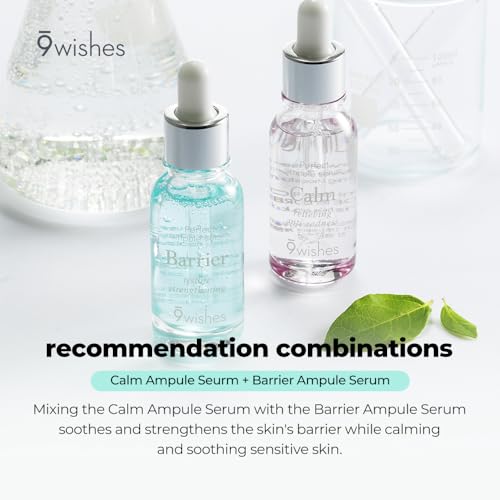 [9 wishes] Rebuild Skin Barrier Ampule Serum #Barrier 0.85Fl.Oz to repair damaged skin barrier and balance skin pH level for healthy skin (Renewed)