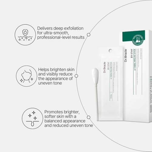 DR.ORACLE 21 Stay A-Thera Peeling Stick for Sensitive Skin - AHA, BHA, Tea Tree Oil, Exfoliating Swabs for Blackheads, Whiteheads, Enlarged Pores, Korean Skincare, Dermatologist Tested, 1Pack of 10ea