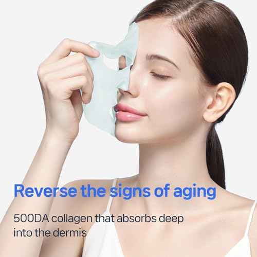 DERMAFIX HYALCOLLAGEN Hydrolyzed Collagen Face Masks, Moisturizing and Vitalizing, 23g each, Value Pack of 8