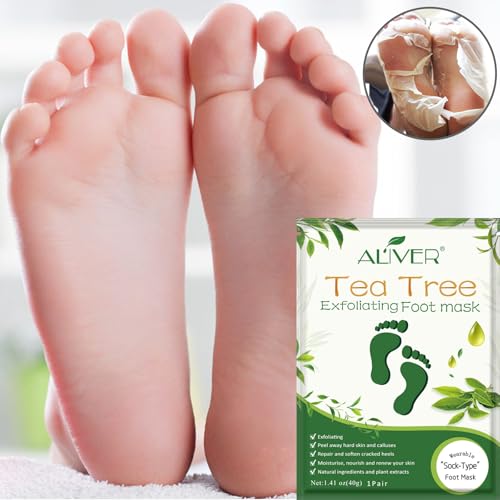 ALIVER Exfoliating Foot Peel Mask 3 Pack - Tea Tree Callus & Dead Skin Remover