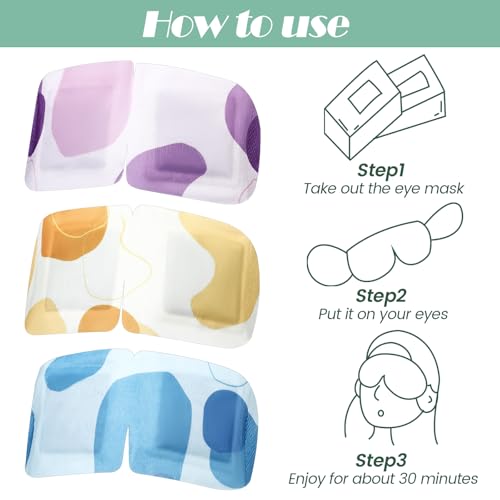 120 Pcs Steam Eye Masks Disposable Bulk Self Heated Eye Masks for Sleep Spa Dry Eyes Home Office Travel Relief Stress Relaxation, 3 Styles