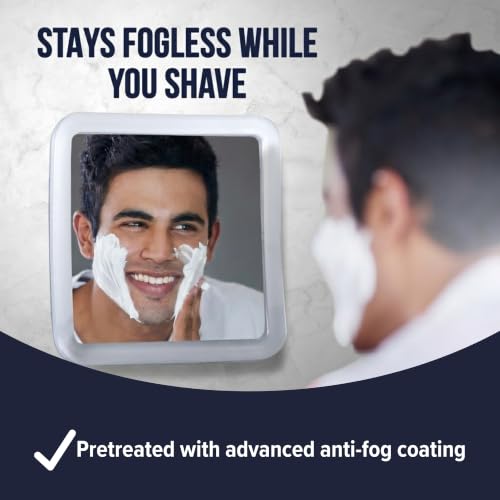 Fogless Shower Mirror with Triple Suction Cups - 5.3" Anti-Fog Shave Mirror