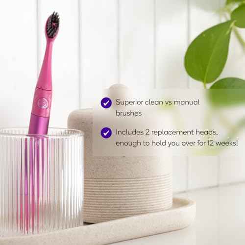 BURST Replacement Heads for Nova Sonic Toothbrush (Pink) | Super-Soft Bristles Reduce Risk of Abrasion & Irritation | Tapered Ends Reach Below The Gumline | for a Whiter, Brighter Smile