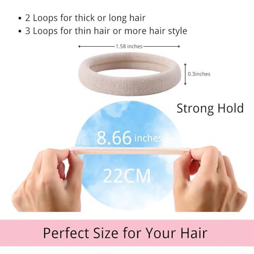 LuSeren Neutral Fabric Hair Ties - Soft Stretch Elastic Ponytail Holders for Women, 120 Pieces
