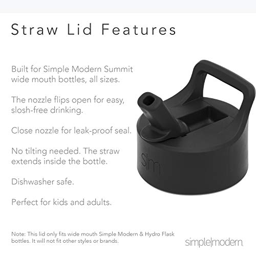 Simple Modern Water Bottle with Straw | Insulated Stainless Steel Thermos for Sports Gym | Summit Collection | 22oz | Midnight Black