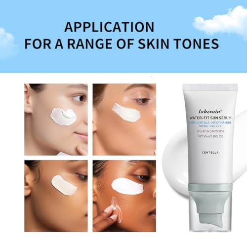 Centella Sunscreen SPF 50, Face Sun Screen Long-Lasting Protection, Cen-tella Madagascar Sunscreen, NO White Cast - Dry Oily Skincare,Moisturizing Non-Sticky Centella Water-Fit Sun Serum for All Skin
