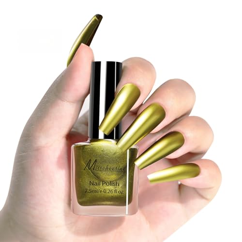IMGDD Olive Golden Yellow Metallic Nail Polish - Chrome Effect, 7.5ml